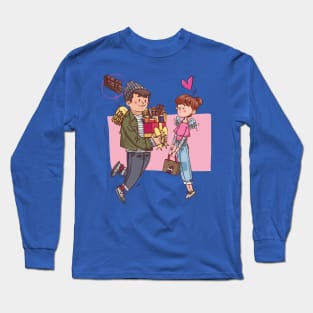 chocolate gift couple lover Long Sleeve T-Shirt